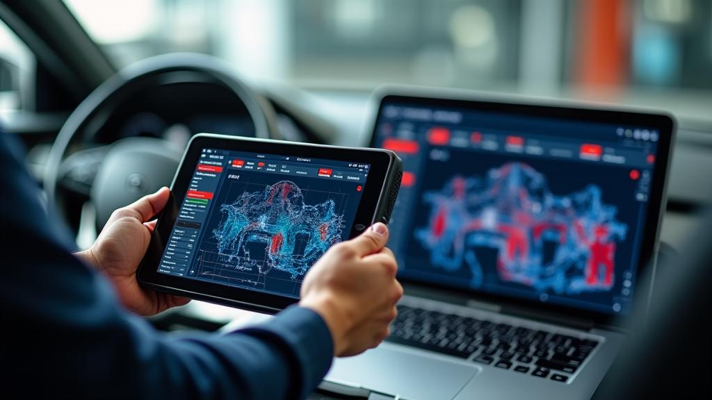 Expert technician remapping a vehicle ECU using advanced diagnostic equipment